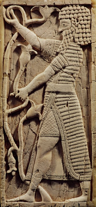 Relief depicting a warrior, from the Palace of Salmanassar III (858-823 BC) Nimrud by Assyrian